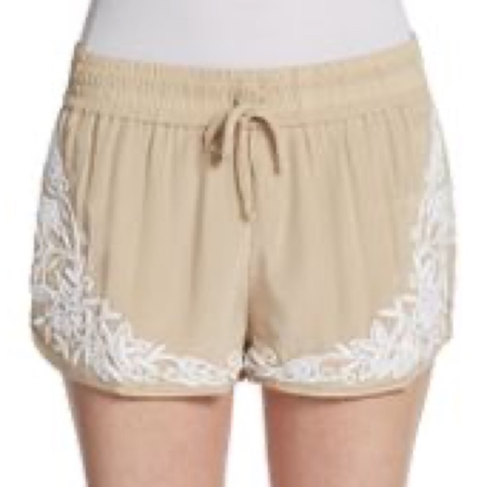 Haute Hippie Embroidered Silk Shorts